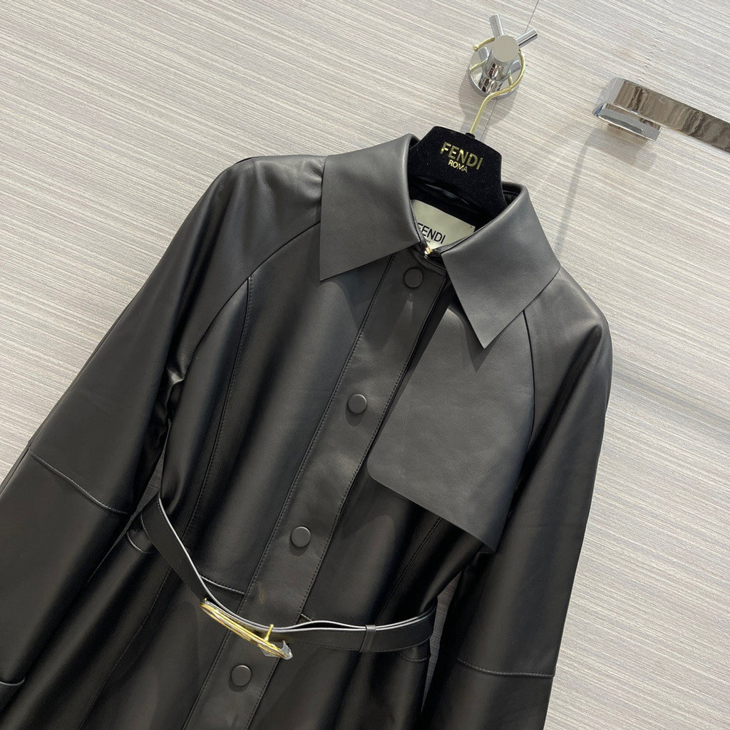 Fendi Black waxed leather jacket