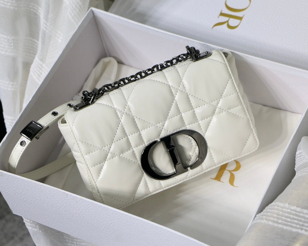 Christian Dior SMALL DIOR CARO BAG Latte Quilted Macrocannage Calfskin