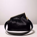 FENDI FIRST MEDIUM Black mink bag