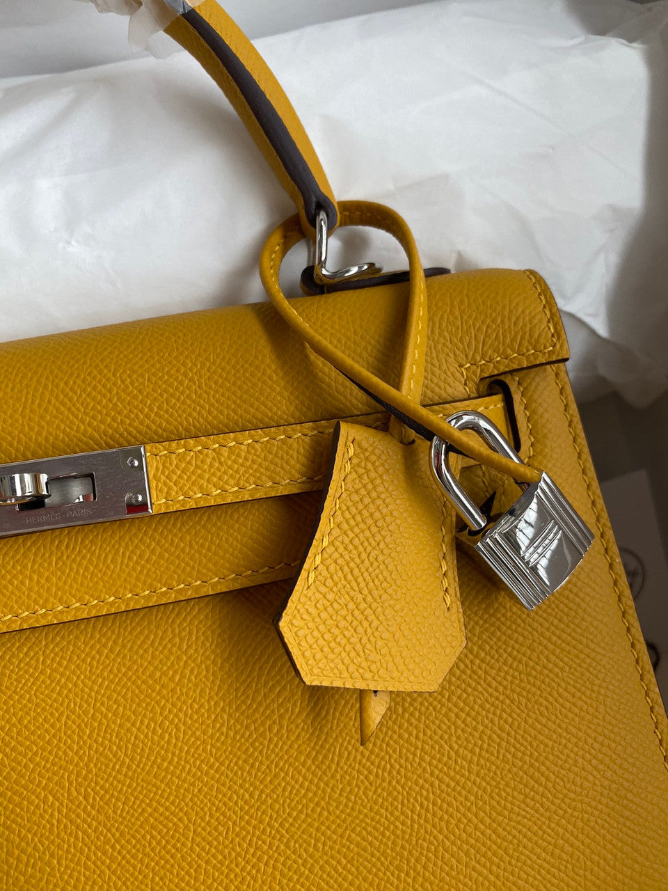 HERMES KELLY 28 SELLIER JAUME AMBRE EPSOM PALLADIUM HARDWARE
