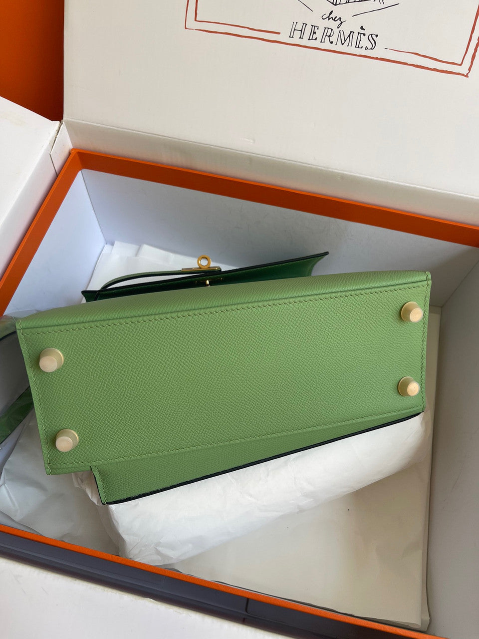 Hermes Kelly Sellier 20 en Desordre Vert Criquet