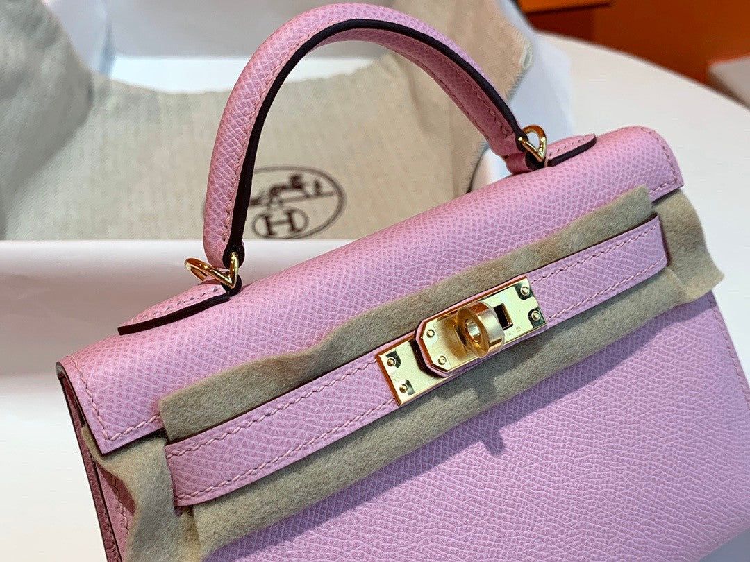 Hermes X9 Mauve Sylvestre  Mini Kelly II 20 Epsom calf Gold Hardware