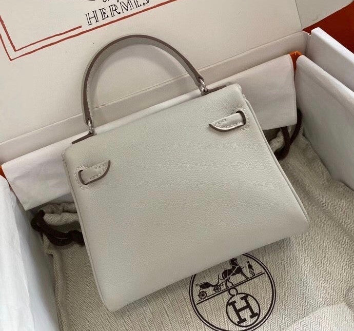 Hermes Quelle Idole Kelly Doll Bag Gris Perle Swift Palladium Hardware