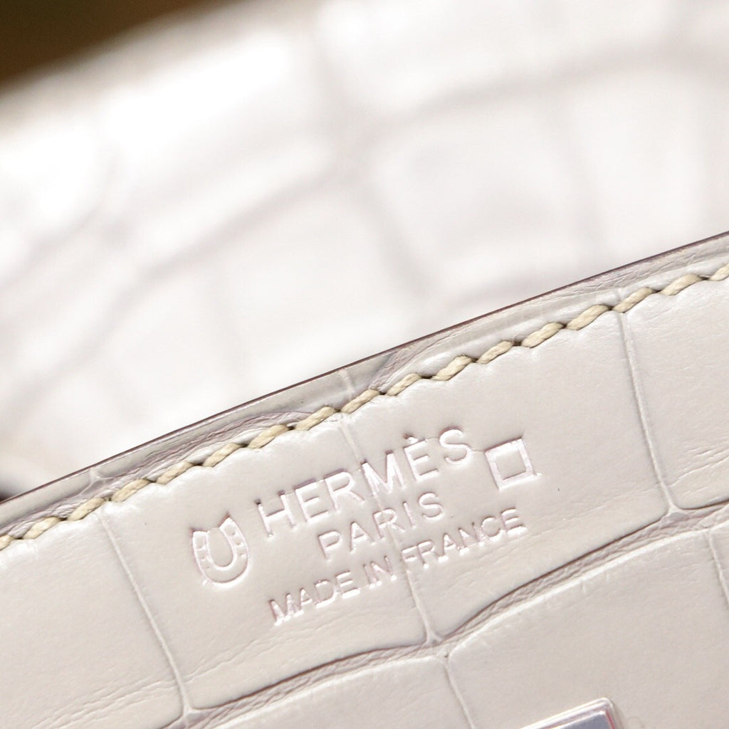 Hermes Special Order Birkin 25cm Matte Alligator 8U Glacier Bleu / L3 Rose pourpre with Palladium hardware
