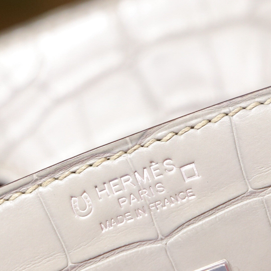 Hermes Special Order Birkin 25cm Matte Alligator 8U Glacier Bleu / L3 Rose pourpre with Palladium hardware