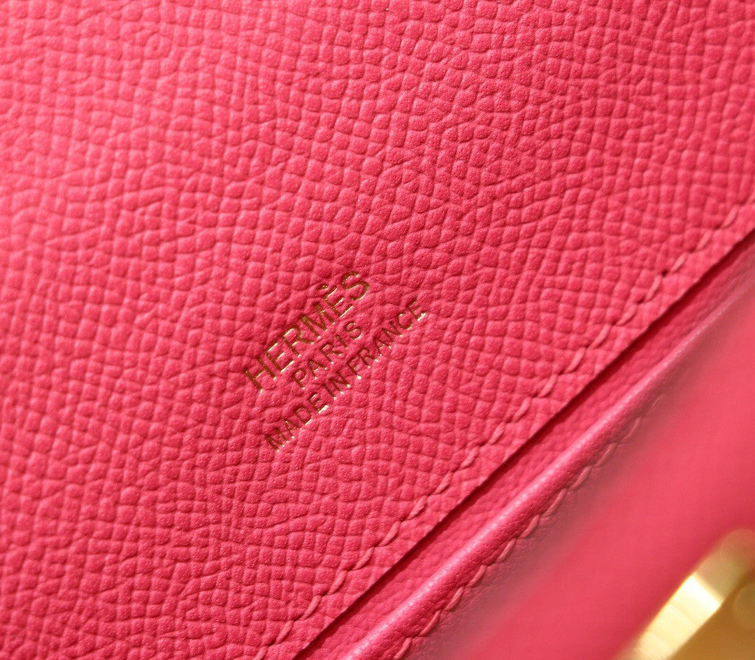 Hermès  8W Rose Azalee Mini Kelly Pochette Epsom leather Gold hardware