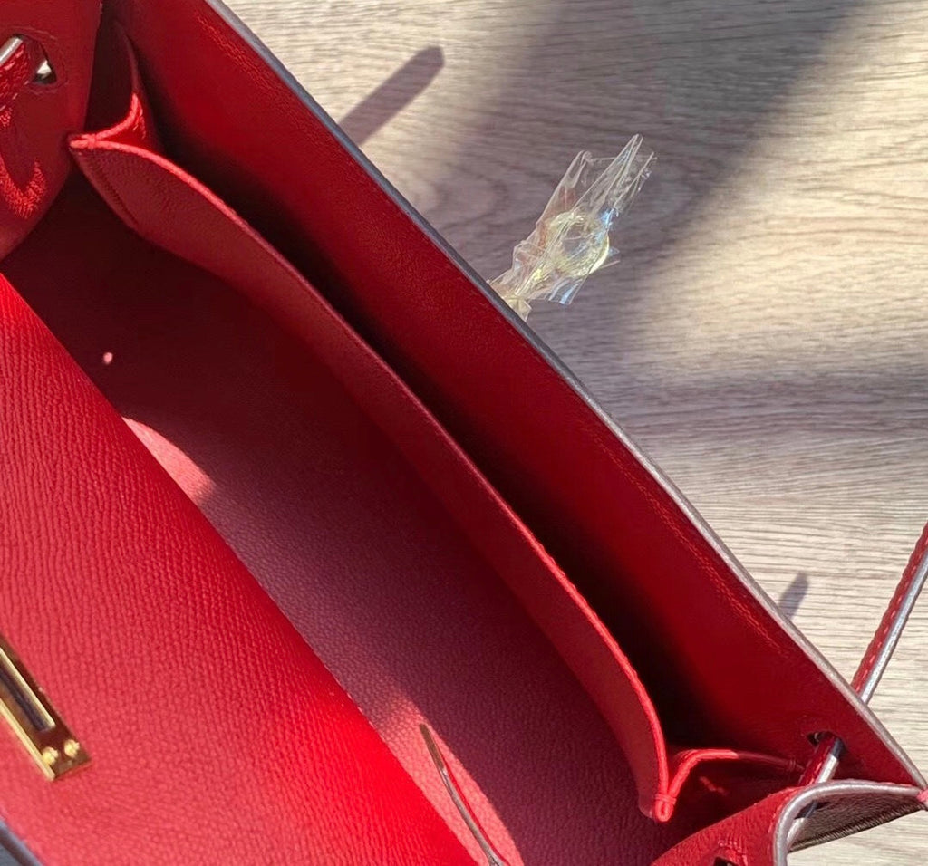Hermes Red Kelly 25 cm Epsom Gold Hardware