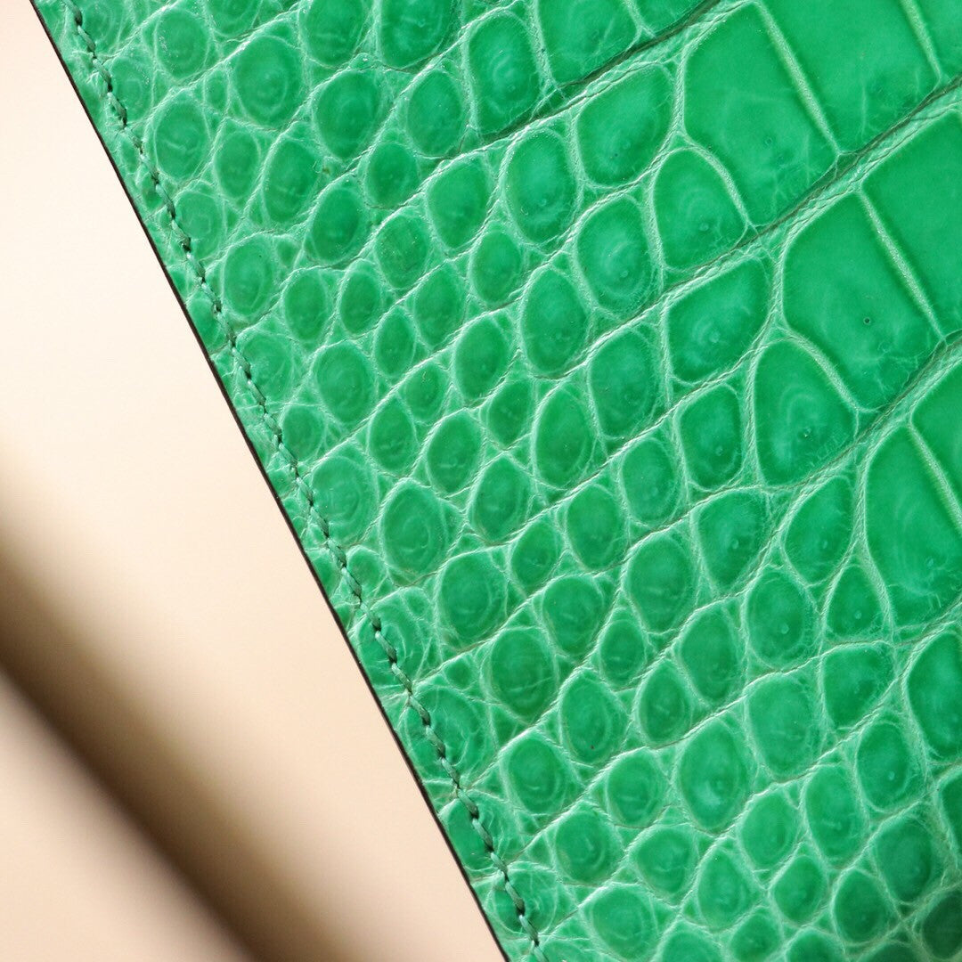 Hermes SHINY  Bamboo  NILOTICUS CROCODILE KELLY 25 WITH Diamond Encrusted HARDWARE