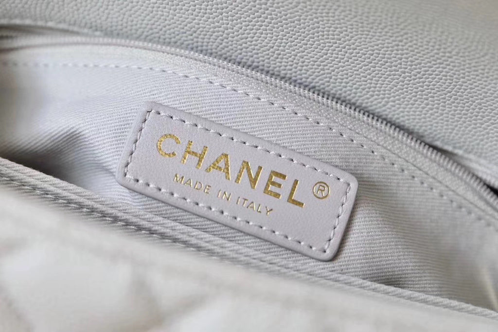Chanel Mini Coco Handle Bag with Calfskin  Handle Light Grey