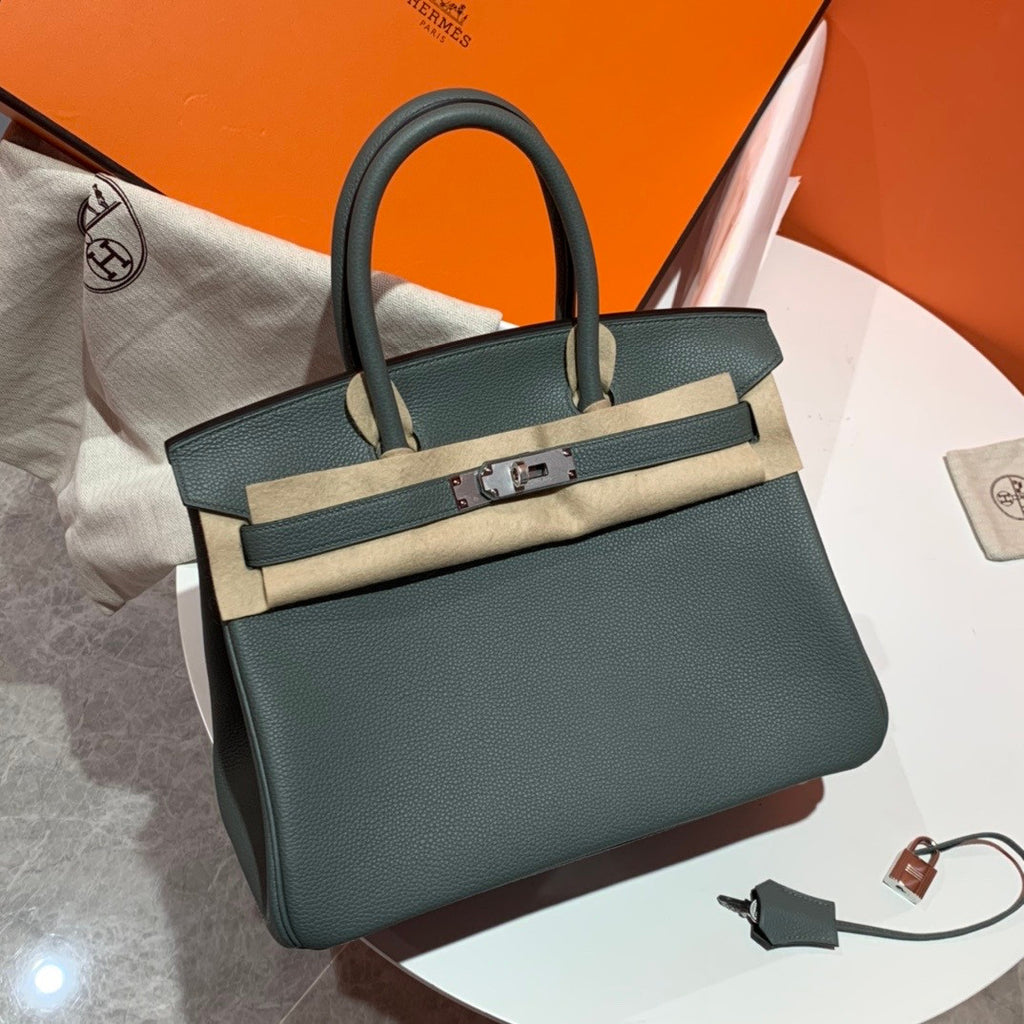 Hermes 63 Vert Amande Birkin 25cm Togo Palladium Hardware