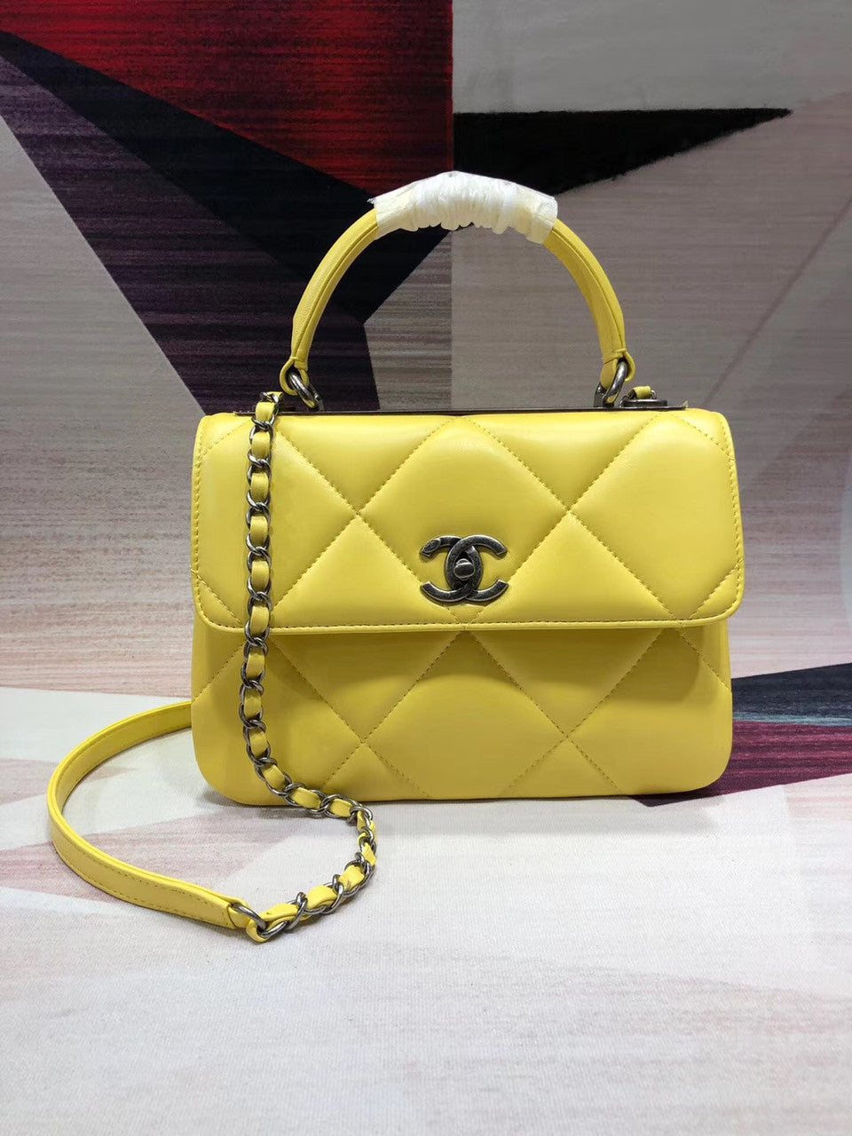 Chanel Small Flap Bag With Top Handle A92236 Yellow