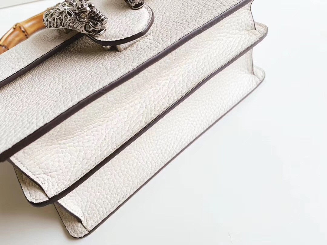GUCCI Mini Dionysus Leather Top Handle Satchel Ivory