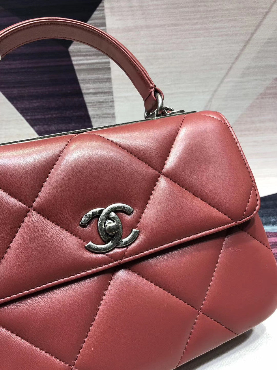 Chanel Small Flap Bag With Top Handle A92236 Dark Pink