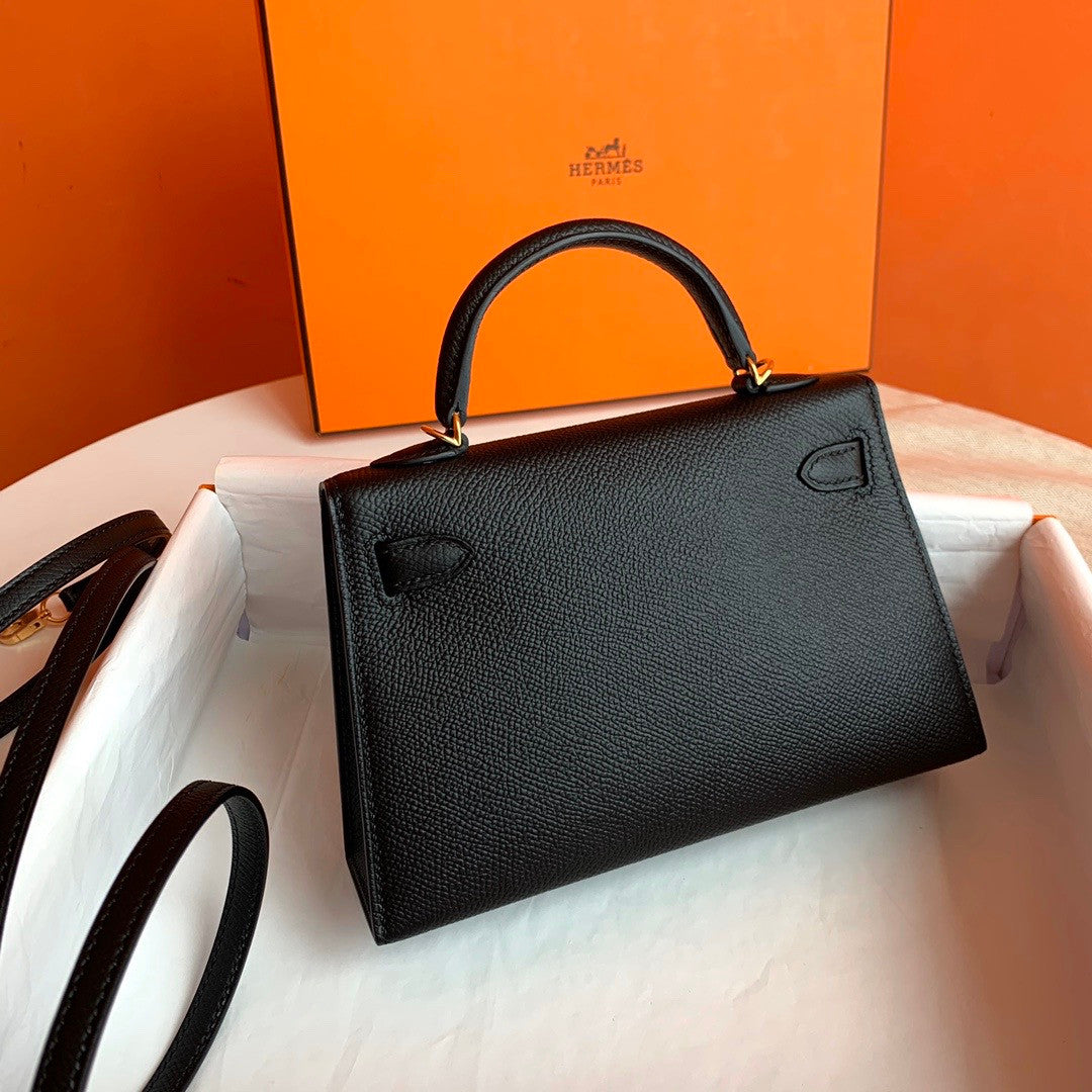 Hermes Black Mini Kelly II 20 Epsom Gold Hardware