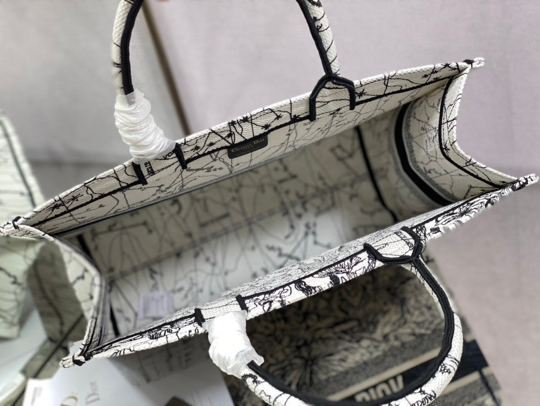 Christian Dior DIOR BOOK TOTE Latte Multicolor Dior Zodiac Embroidery