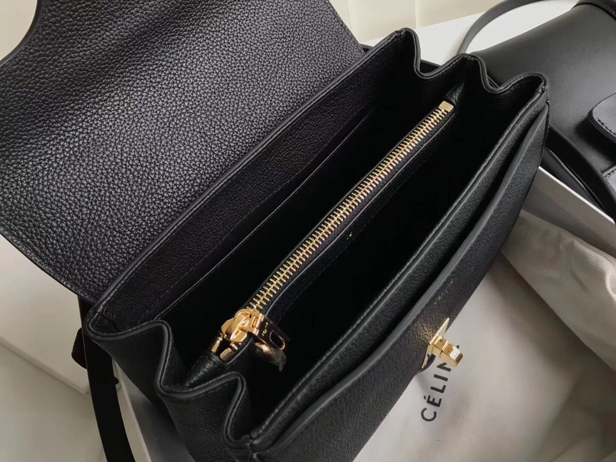 Celine SMALL 16 BAG IN SATINATED CALFSKIN BLACK