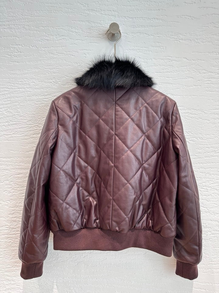 Chanel Quilted Leather Bomber Jacket with Detachable Fur Collar and CC Logo Buttons — Fall/Winter 2026-2027 Chanel