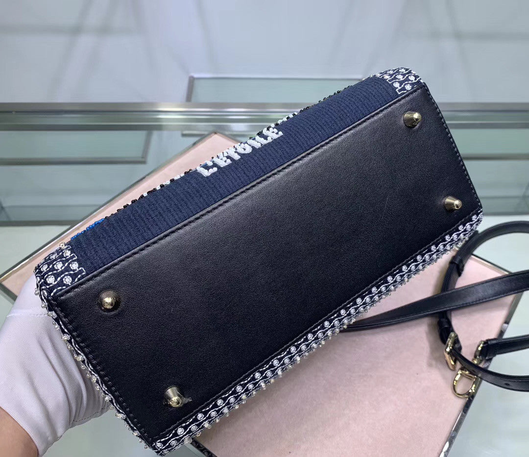 Christian Dior STARS LADY DIOR MEDIUM TAROT BEADED CANVAS BAG