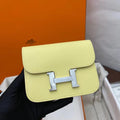 Hermès Constance Slim wallet C9 Soupre Yellow  Sellier  leather palladium hardware