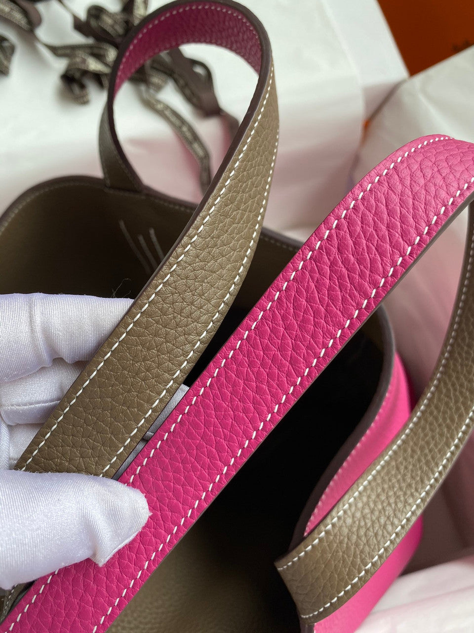 Hermes Double Sens Tote 30 Etoupe & Rose Pourpre