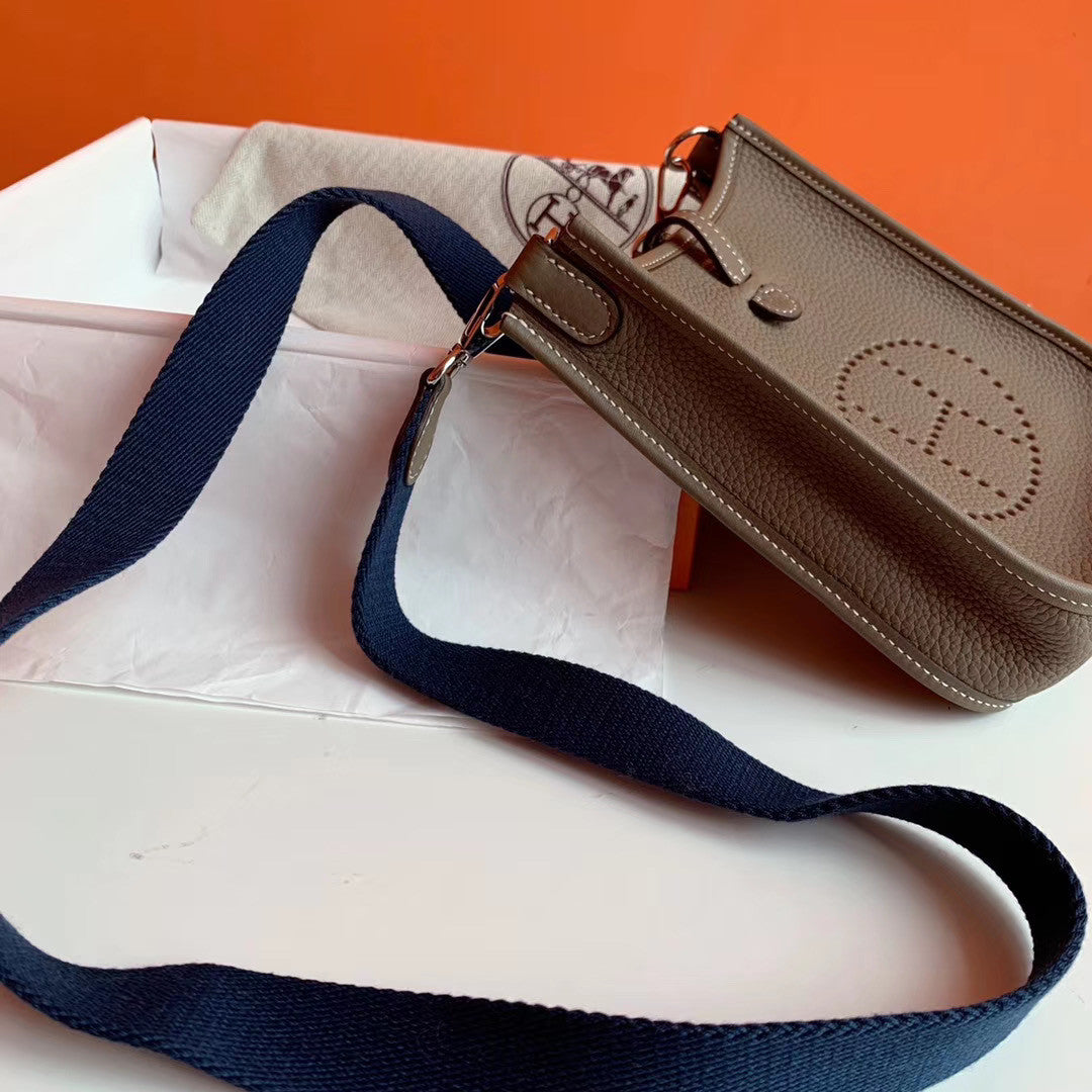 Hermès Evelyne Mini Bag Etoupe Taurillon Clemence Leather