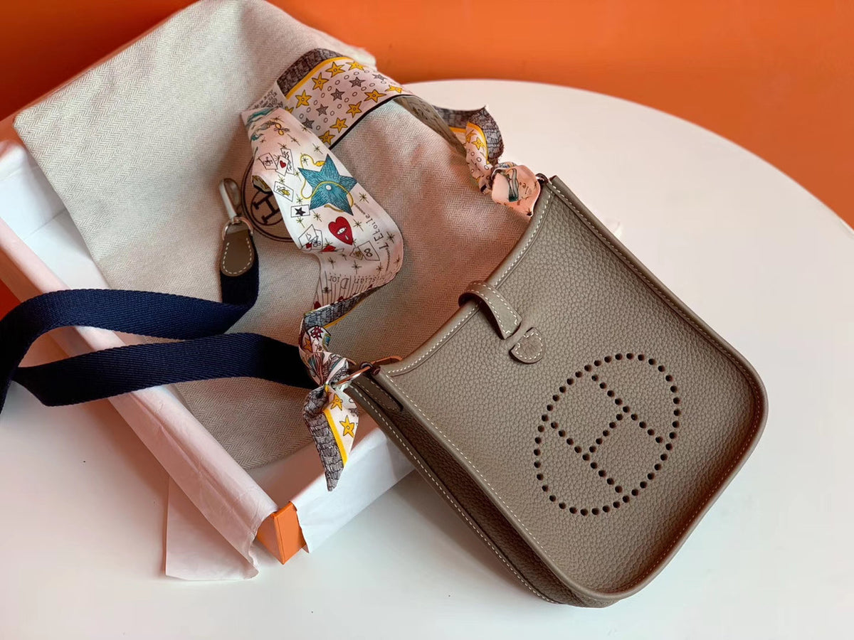 Hermès Evelyne Mini Bag Etoupe Taurillon Clemence Leather