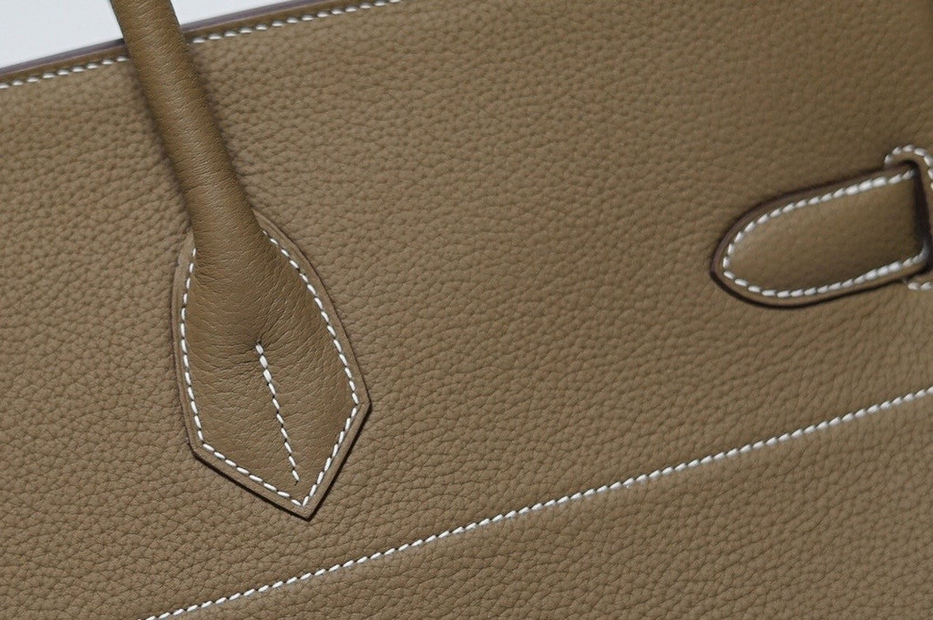 Hermes Etoupe Clemence Leather Gold Hardware Birkin 50 Bag