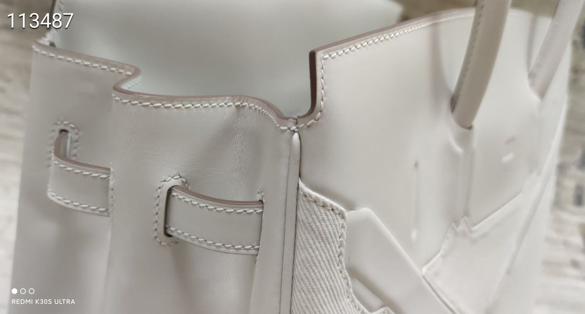 Hermes Shadow Birkin 35 White Swift Palladium Hardware
