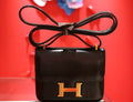 Hermès Hermes Constance micro handbag in black box leather