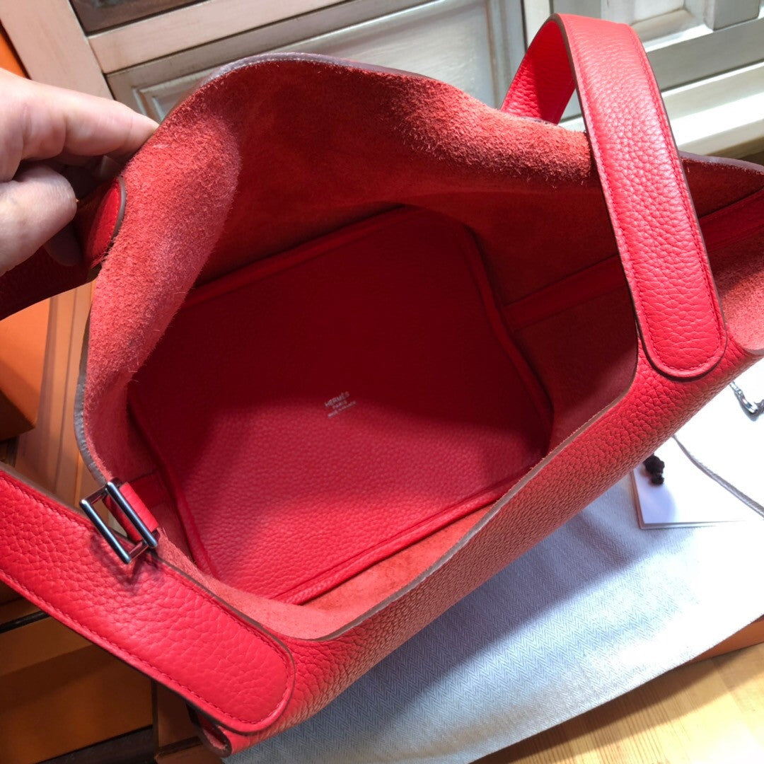 Hermes S5 Rouge Tomate Picotin Lock MM Togo Leather Bag