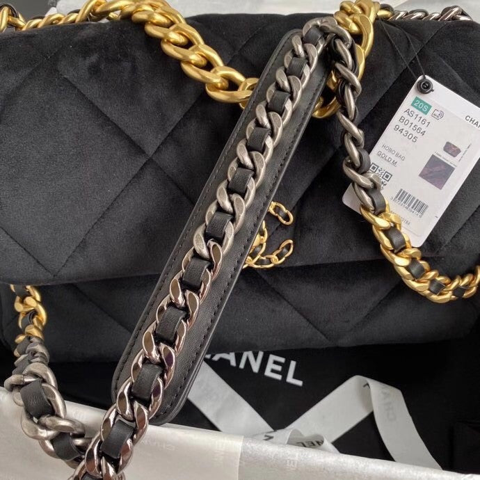 Chanel Velvet 19 flap bag Black