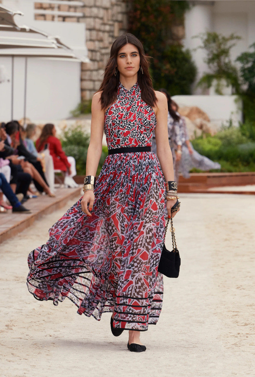 Chanel Printed Silk Muslin Dress