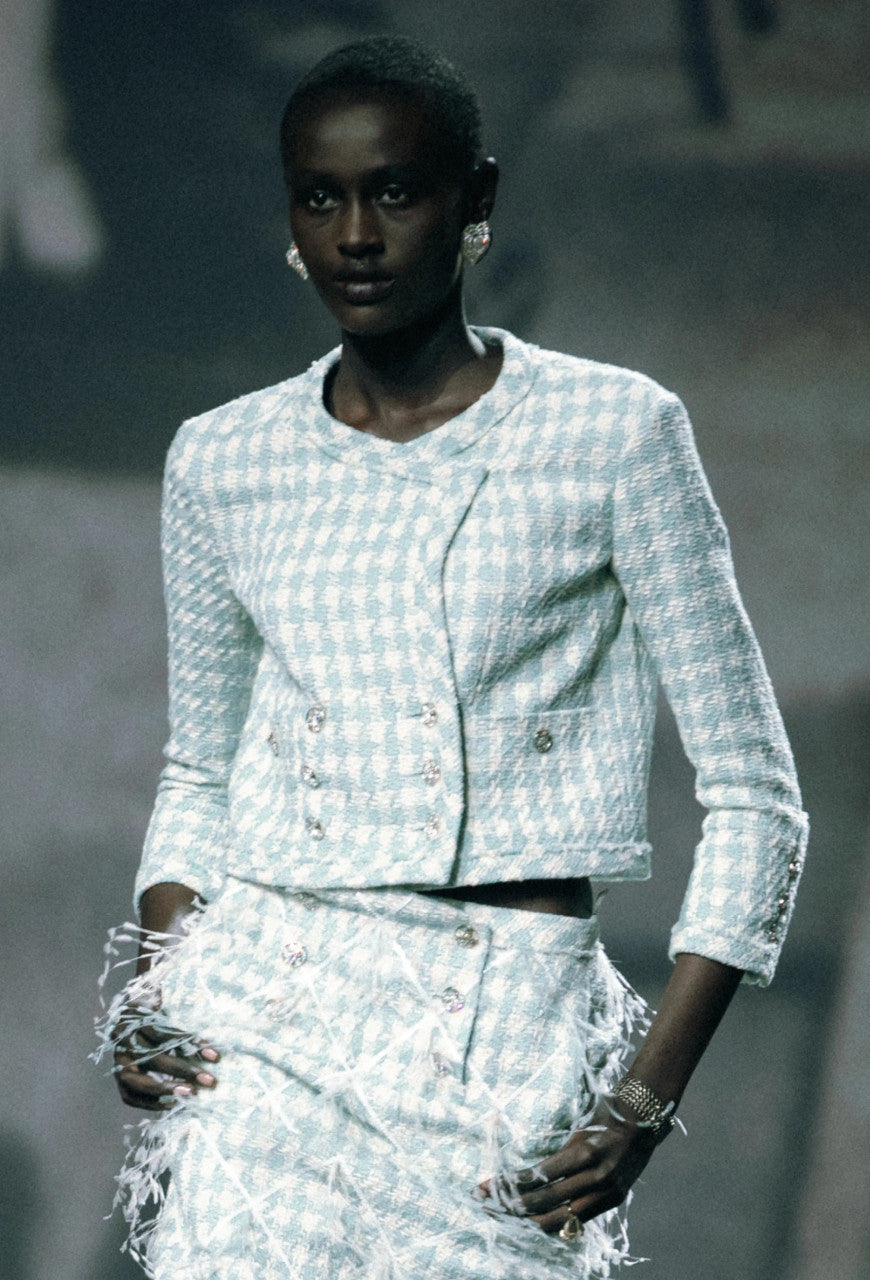 Chanel Light Blue & Ecru Cotton Tweed Jacket SS2023