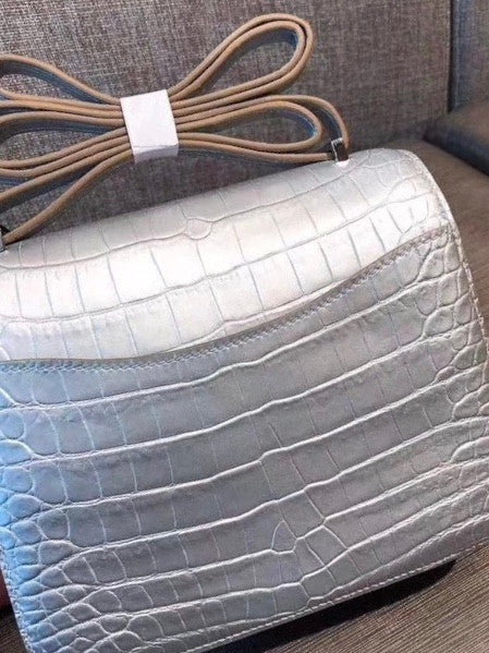 Rare Hermes Silver Constance 18 Alligator