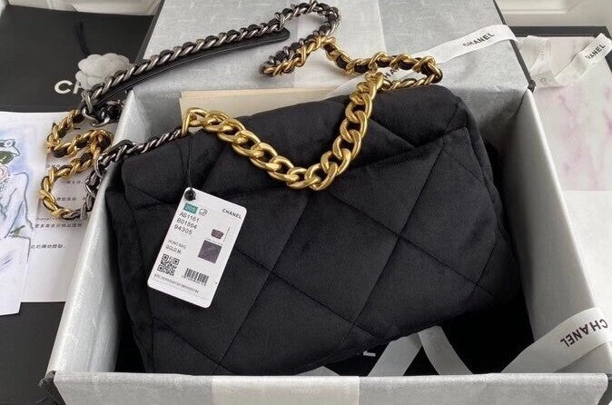 Chanel Velvet 19 flap bag Black