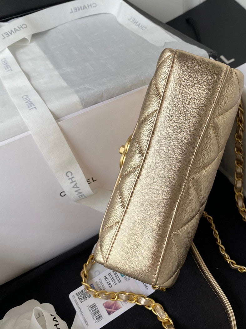 Chanel Diamanté & Gold Metal MINI FLAP BAG 2022 GOLD