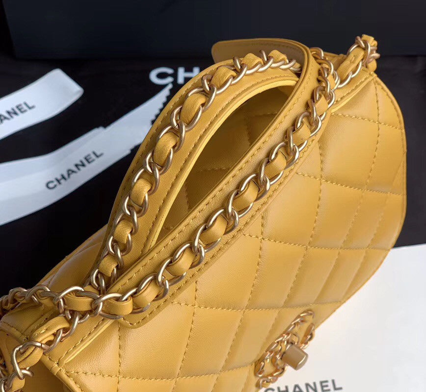 Chanel Flap Bag With Top Handle AS0970 Mustard
