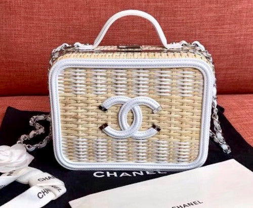 Chanel  Rattan Vanity Case White