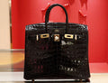Hermes BLACK Birkin Bag 25cm Shinning Niloticus Crocodile Gold Hardware