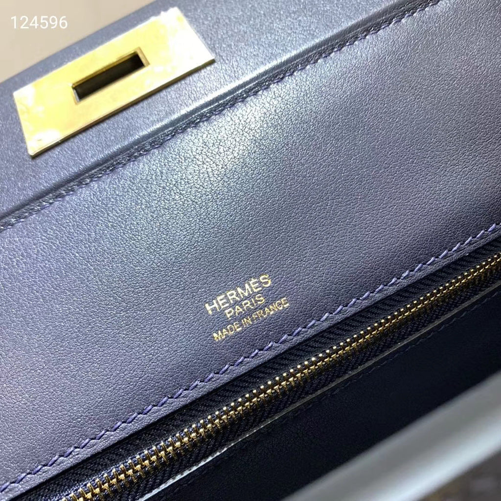 Hermes Kelly 24/24 2Z Blue Nuit Swift & Togo Leather with Gold Hardware