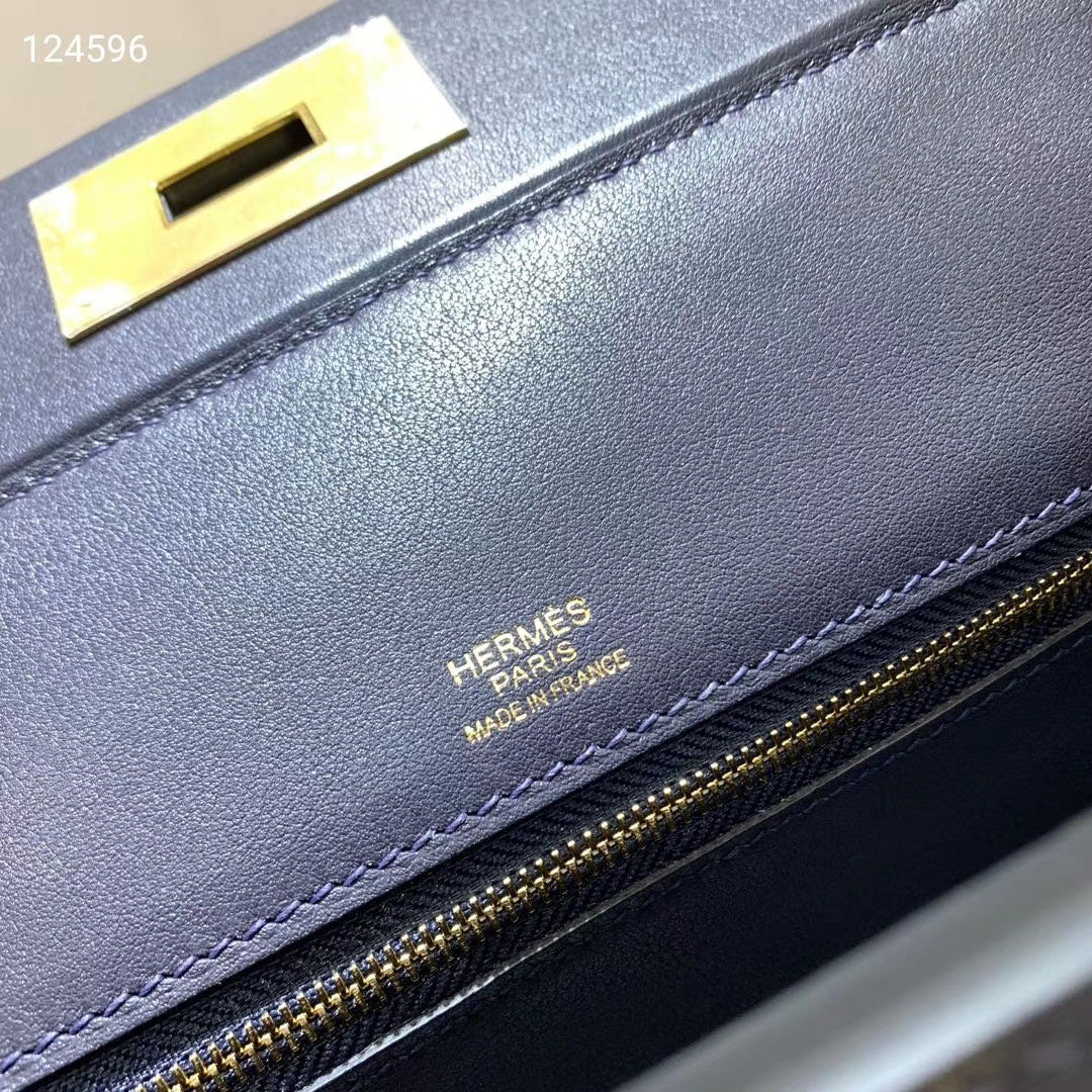 Hermes Kelly 24/24 2Z Blue Nuit Swift & Togo Leather with Gold Hardware