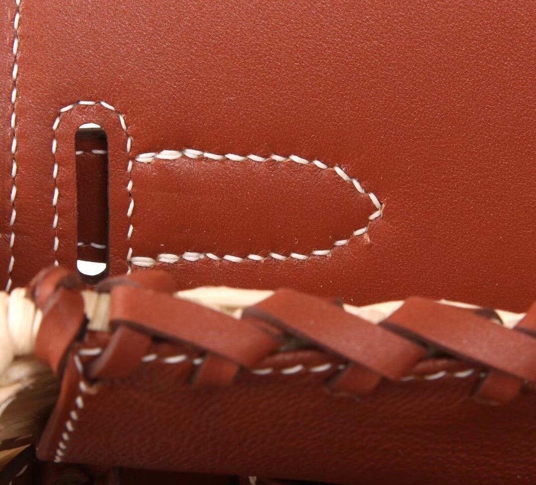 Hermes Limited Edition Brown Picnic Kelly 35 Wicker Palladium Hardware