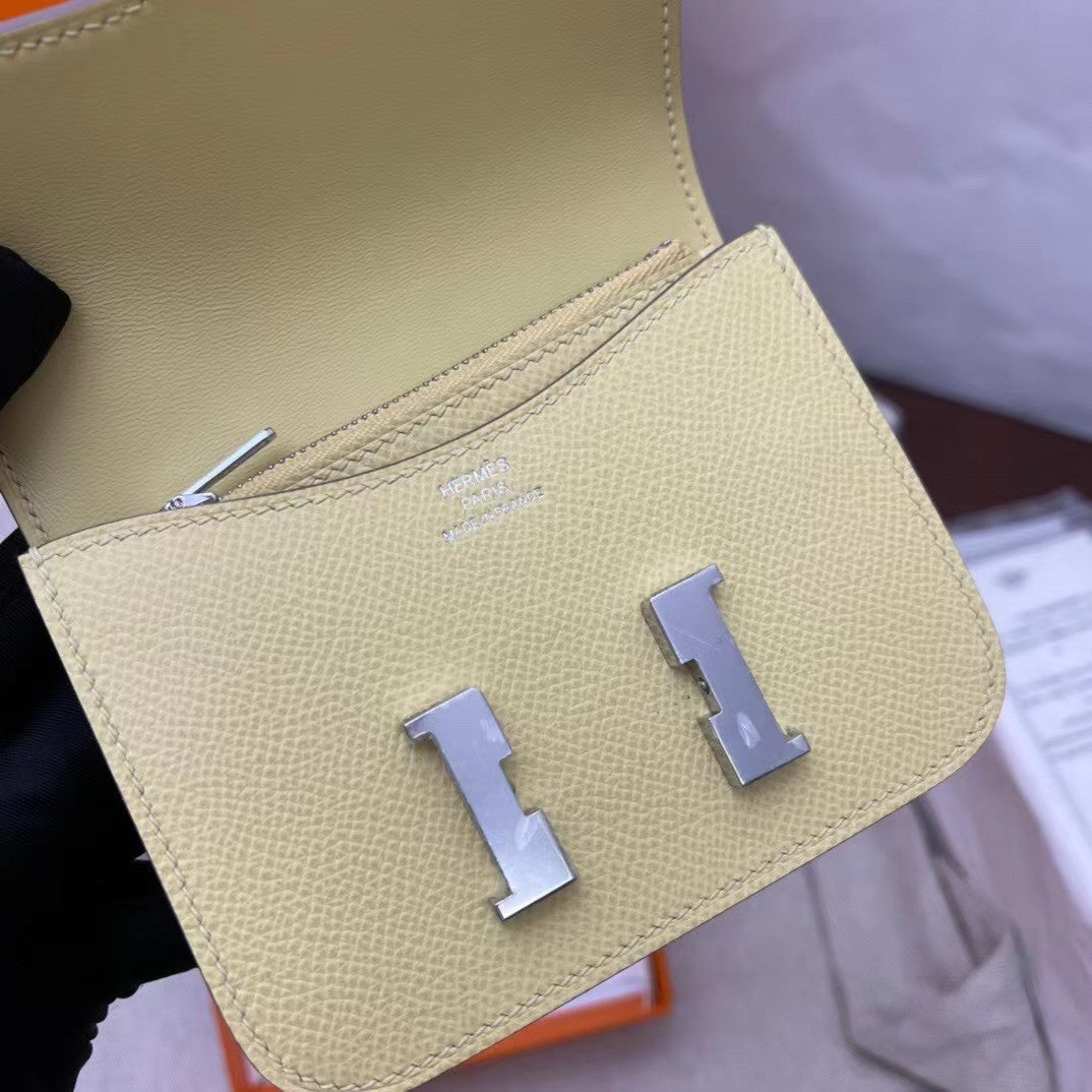 Hermès Constance Slim wallet C9 Soupre Yellow  Sellier  leather palladium hardware