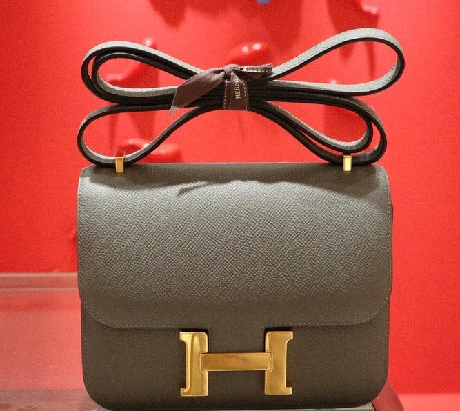 Hermes 63 Vert Amande Constance Epsom leather 18cm Gold Hardware