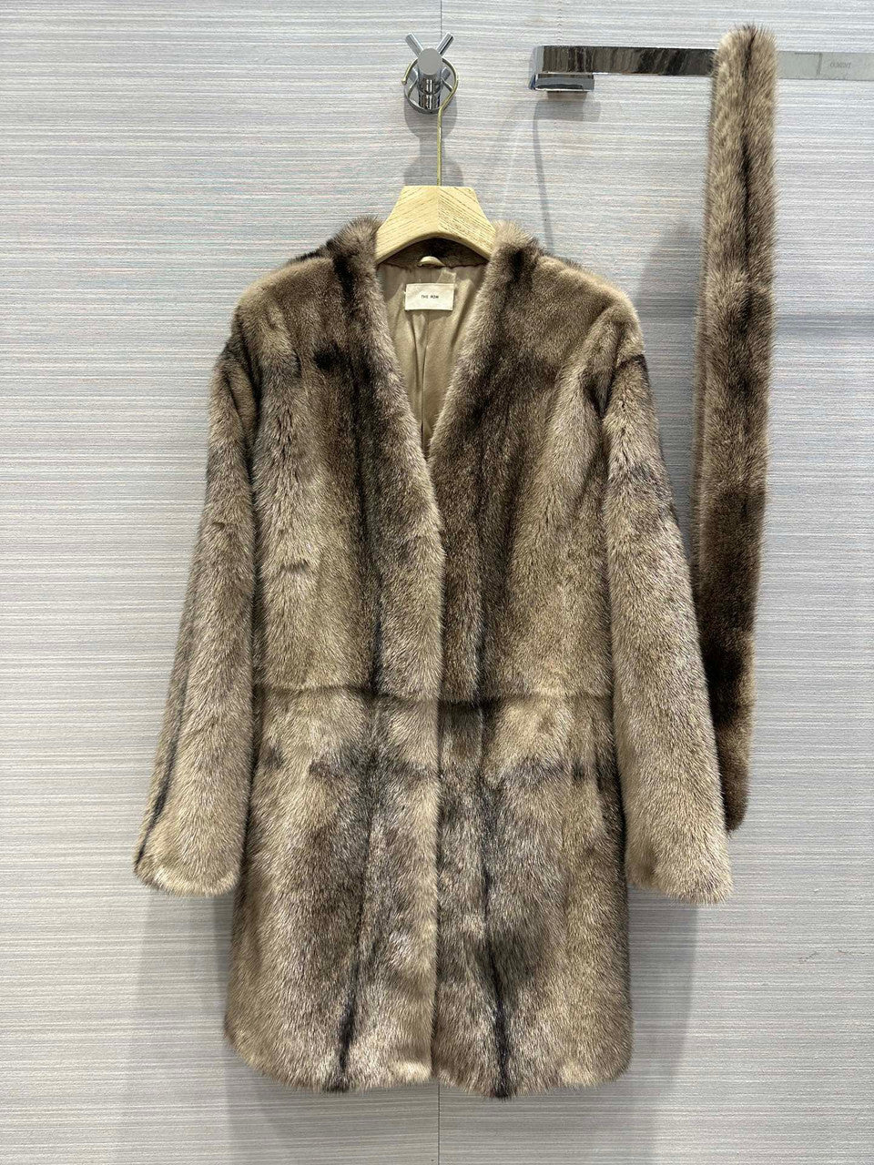 The Row Tanilo Mink belt coat Neutral