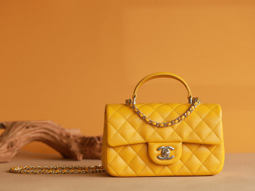 Chanel  Fall-Winter 2022/23 Pre-Collection Yellow  MINI FLAP BAG WITH TOP HANDLE