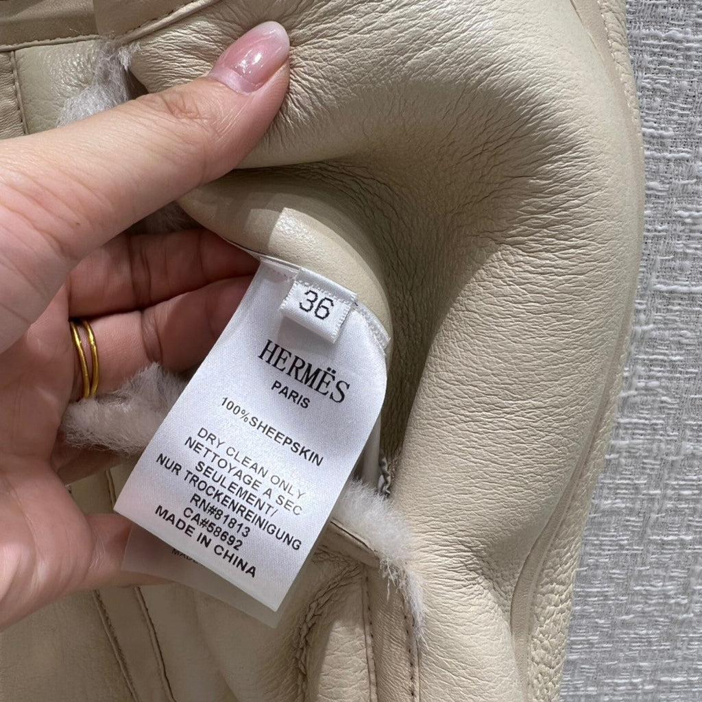Hermès Reversible long leather vest Ivory