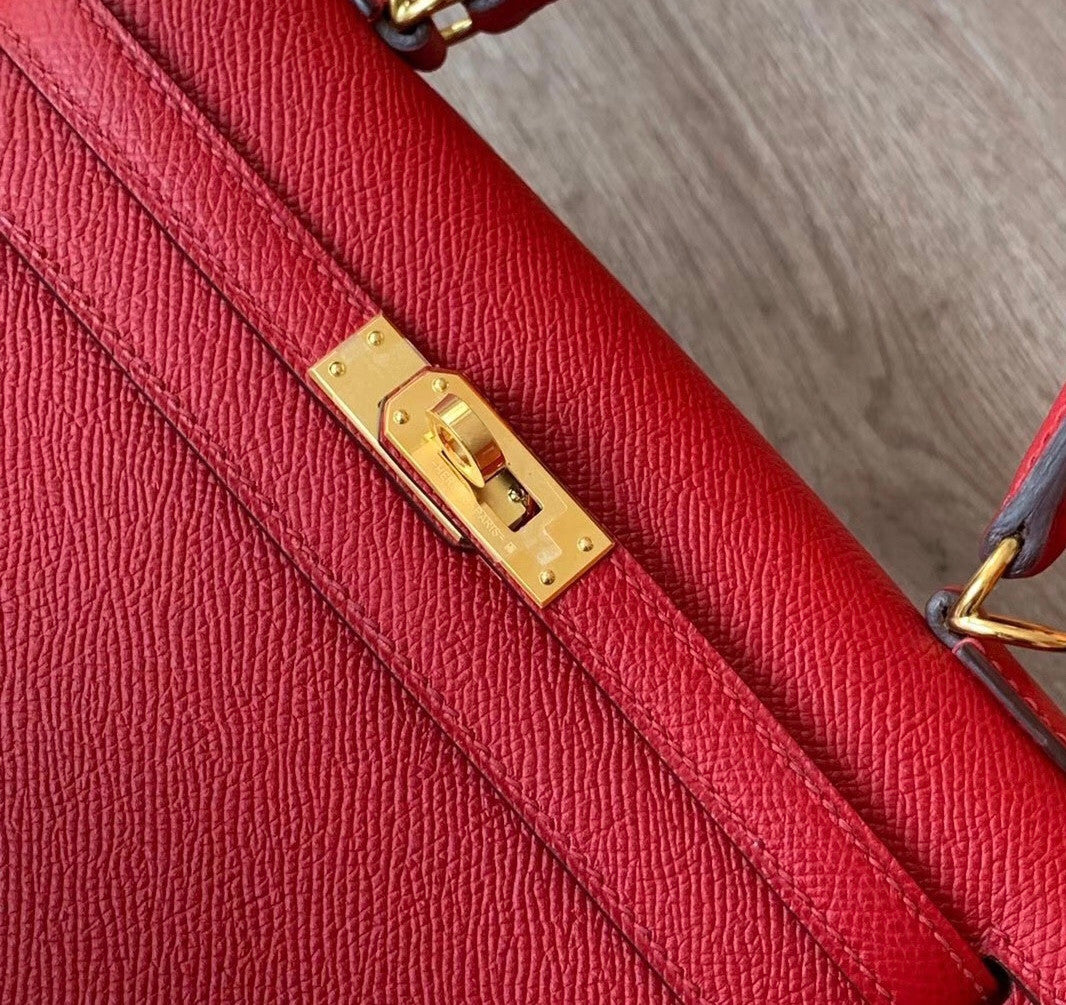 Hermes Red Kelly 25 cm Epsom Gold Hardware