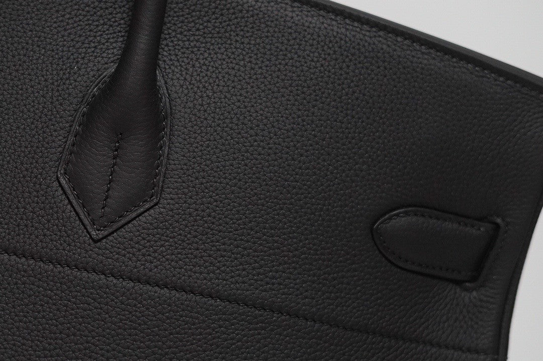 Hermes Black Clemence Leather Gold Hardware Birkin 50 Bag