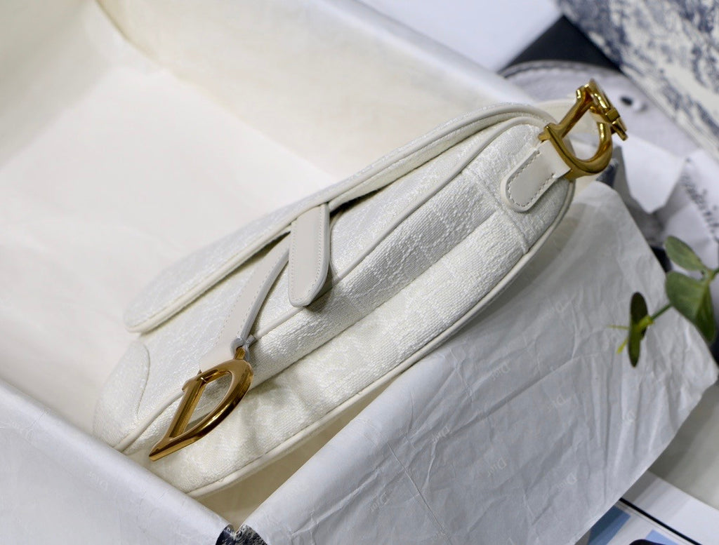 Christian Dior Mini SADDLE BAG White Dior Oblique Jacquard